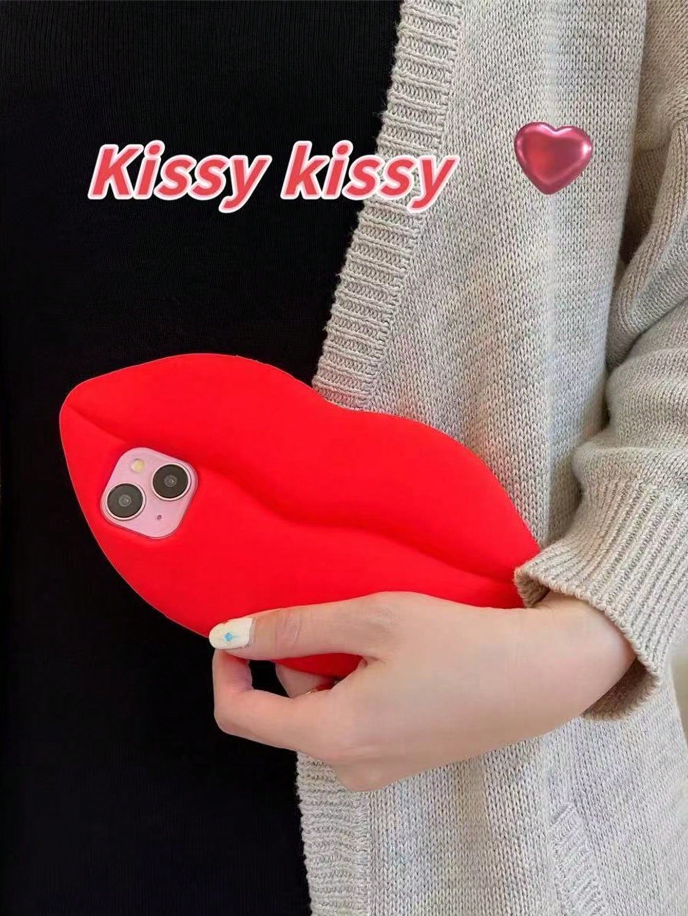 Fashionable 3D Red Lips Cute Personalized Protective Case Compatible With Iphone 14/13/12/17/15 Pro Max/11, Anti-Drop Full Coverage Phone Shell For Girls, New Style