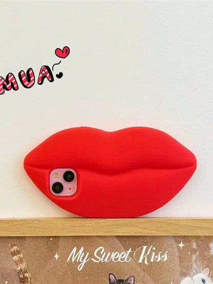 Fashionable 3D Red Lips Cute Personalized Protective Case Compatible With Iphone 14/13/12/17/15 Pro Max/11, Anti-Drop Full Coverage Phone Shell For Girls, New Style