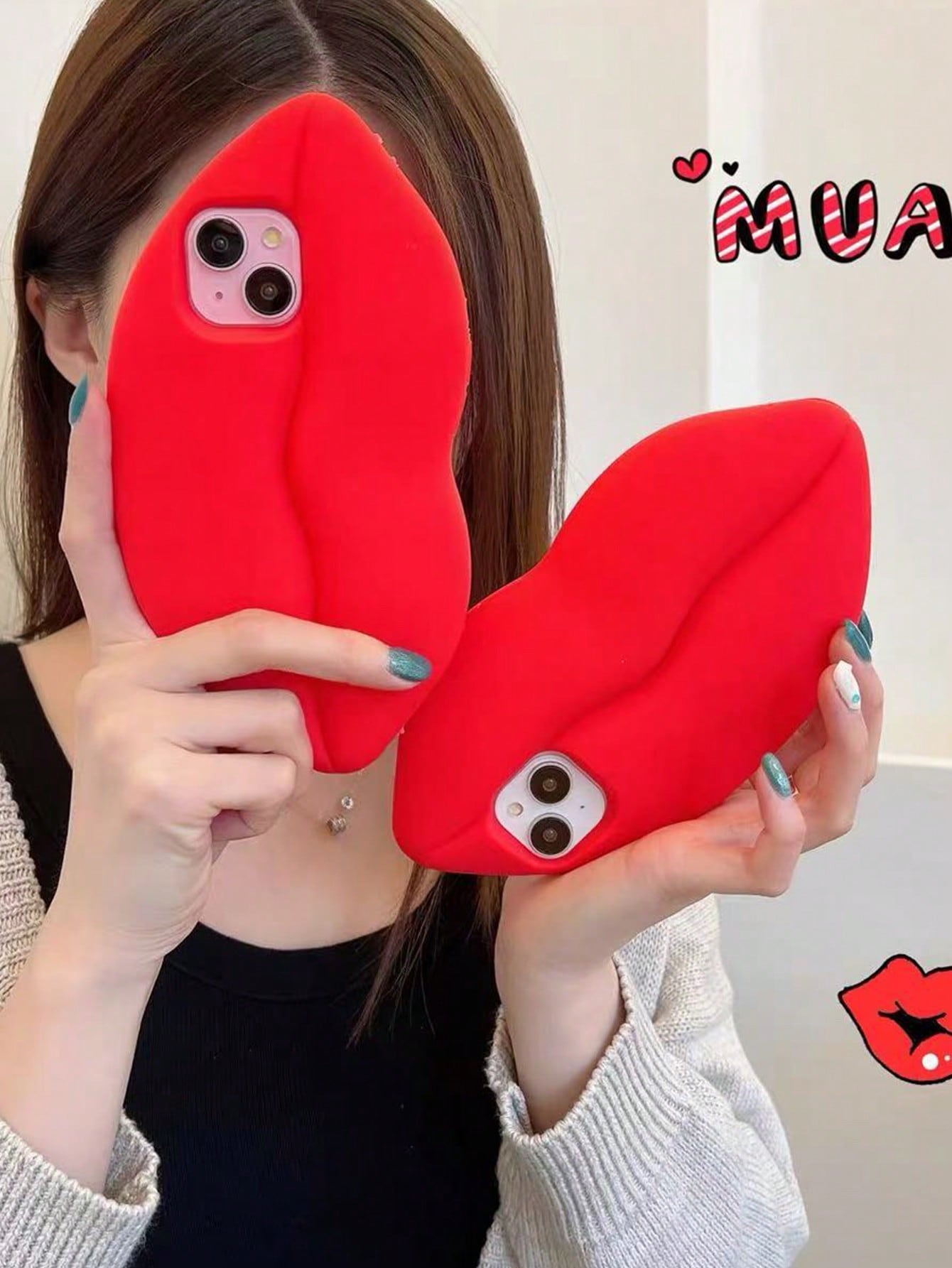 Fashionable 3D Red Lips Cute Personalized Protective Case Compatible With Iphone 14/13/12/17/15 Pro Max/11, Anti-Drop Full Coverage Phone Shell For Girls, New Style