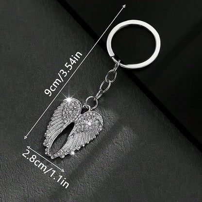 Fashionable Angel Wings Keychain- Shiny Angel Wings Keyring, Enamel Angel Wings Pendant Keychain, Rivet Design, Durable Metal Wings Accessory, Suitable For Men And Women, Couple's Daily Gift, Cute Wi