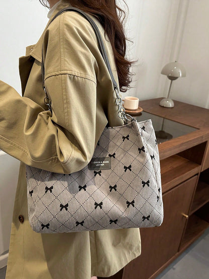 Fashionable Large Capacity Solid Color Plush Shoulder Tote Bag Suitable For School, Travel, Shopping, Dating