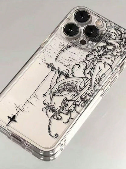 Fashionable New Angel Cross Design Phone Case Protective Cover For IPhone 11/12/13/14/15/16/17 Pro/Pro Max