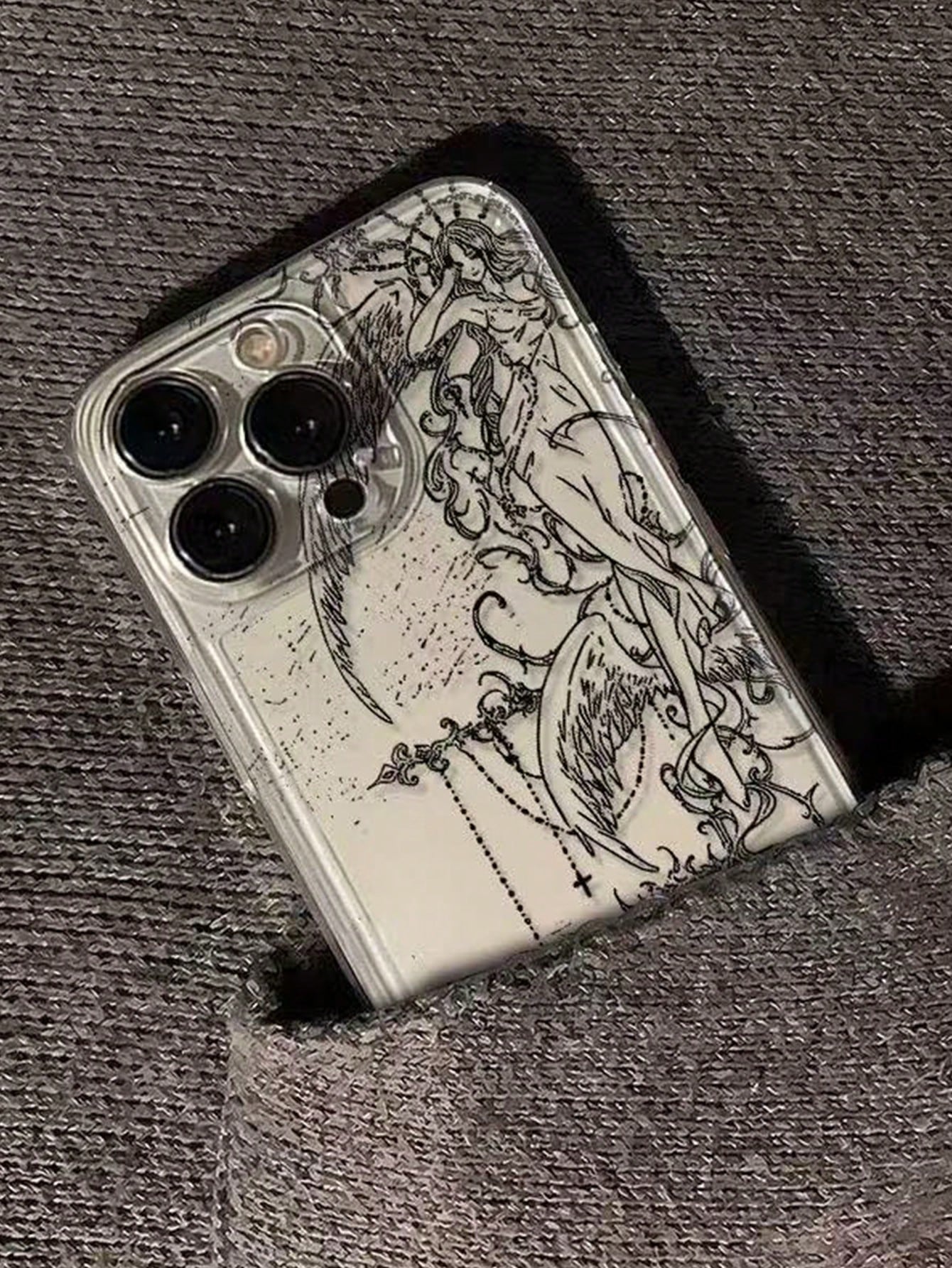 Fashionable New Angel Cross Design Phone Case Protective Cover For IPhone 11/12/13/14/15/16/17 Pro/Pro Max