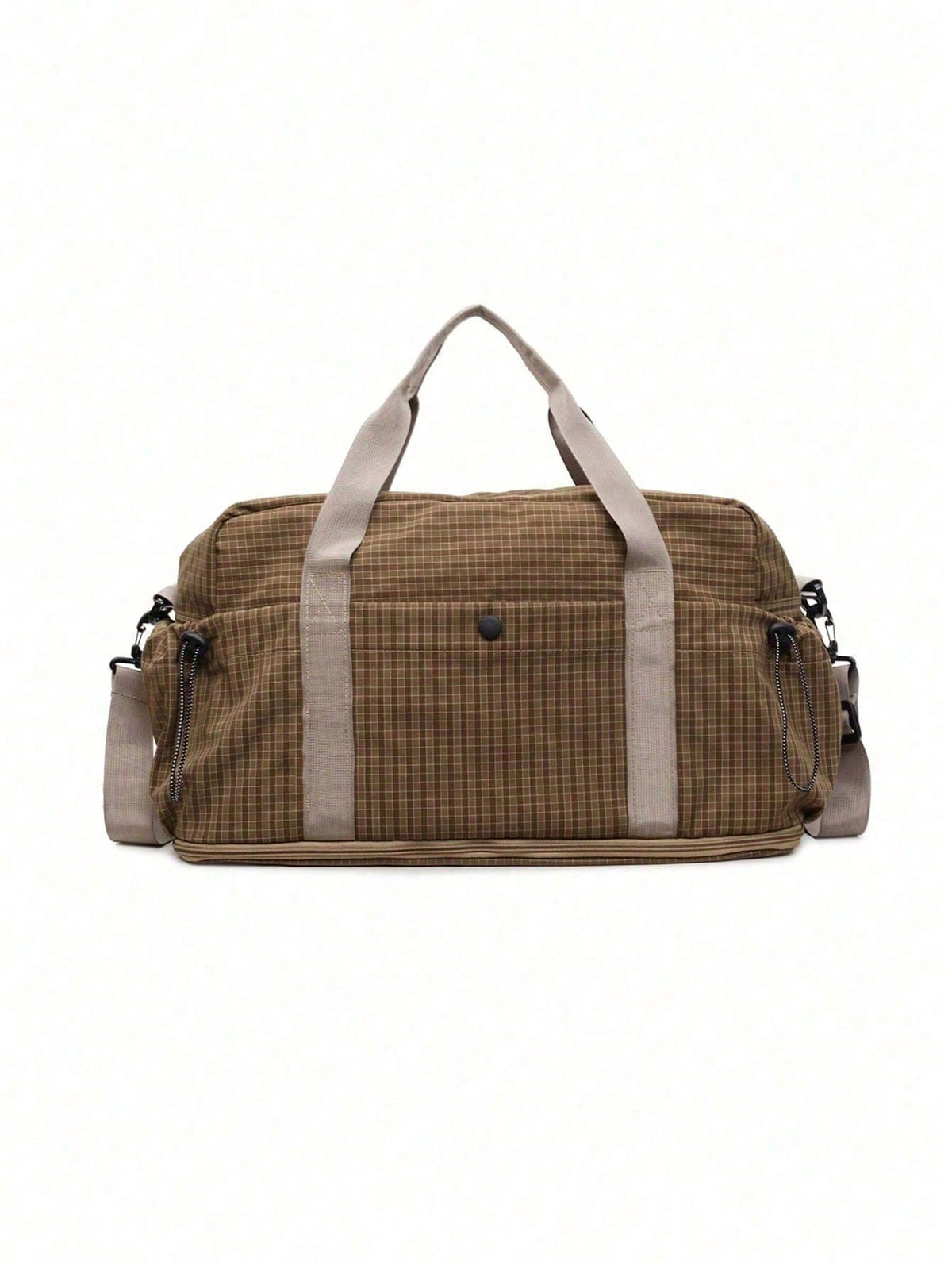 Fashionable Plaid Print Multi-Functional Luggage Bag, Minimalist Casual Retro Multi-Pocket Storage Bag With Wet And Dry Separation Compartment, Unique Design, Large Capacity, Lightweight, Foldable And