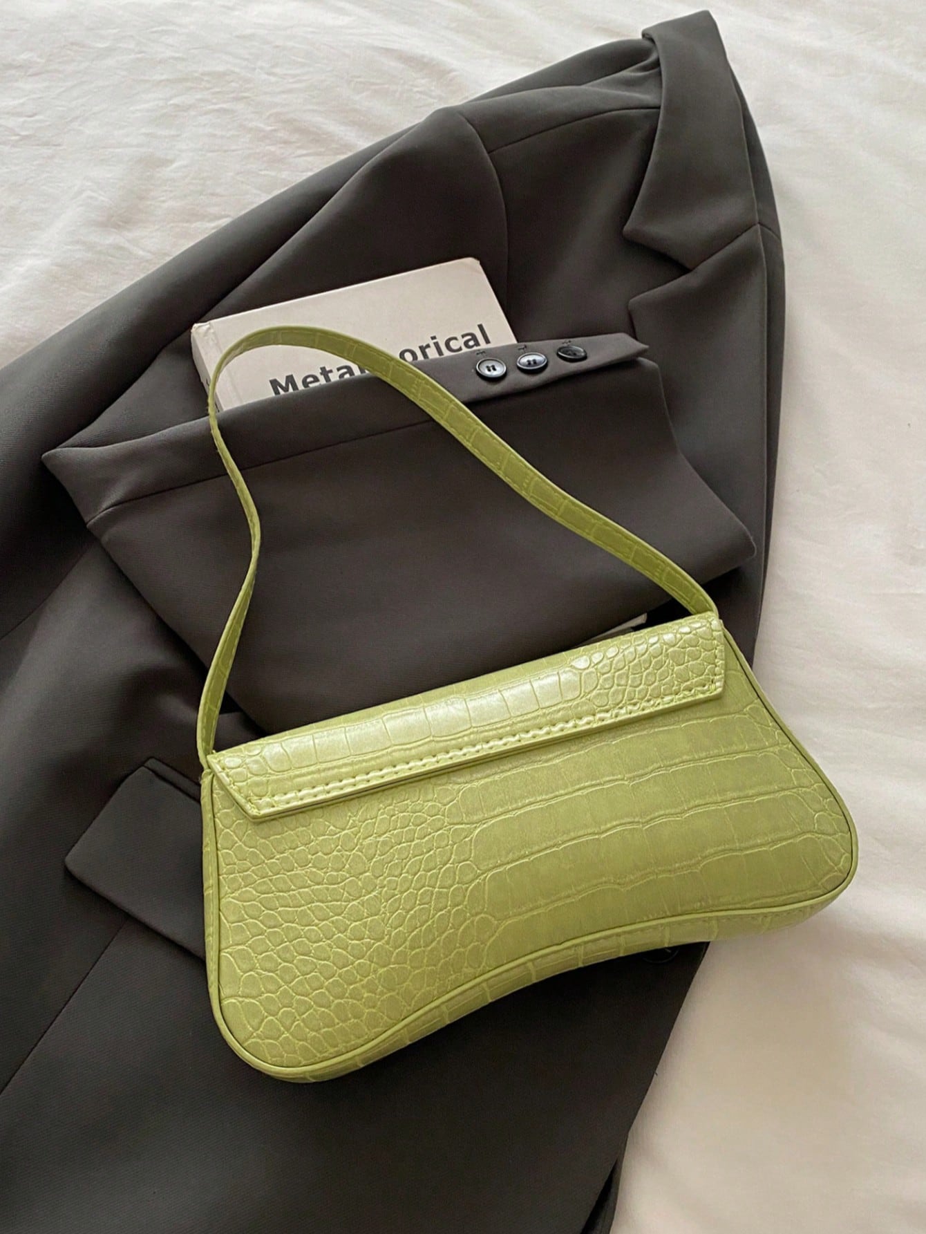 Fashionable Solid Color Metal Decor Shoulder Bag, Minimalist Elegant Style Underarm Handbag, Suitable For Shopping, Wallet, Young Women, College Students, Career Starters, Office Ladies. It's Great Fo