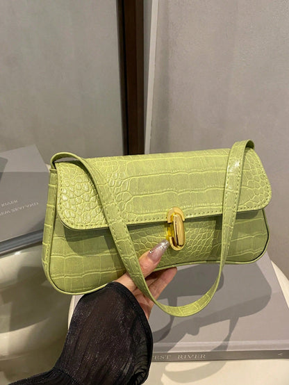 Fashionable Solid Color Metal Decor Shoulder Bag, Minimalist Elegant Style Underarm Handbag, Suitable For Shopping, Wallet, Young Women, College Students, Career Starters, Office Ladies. It's Great Fo