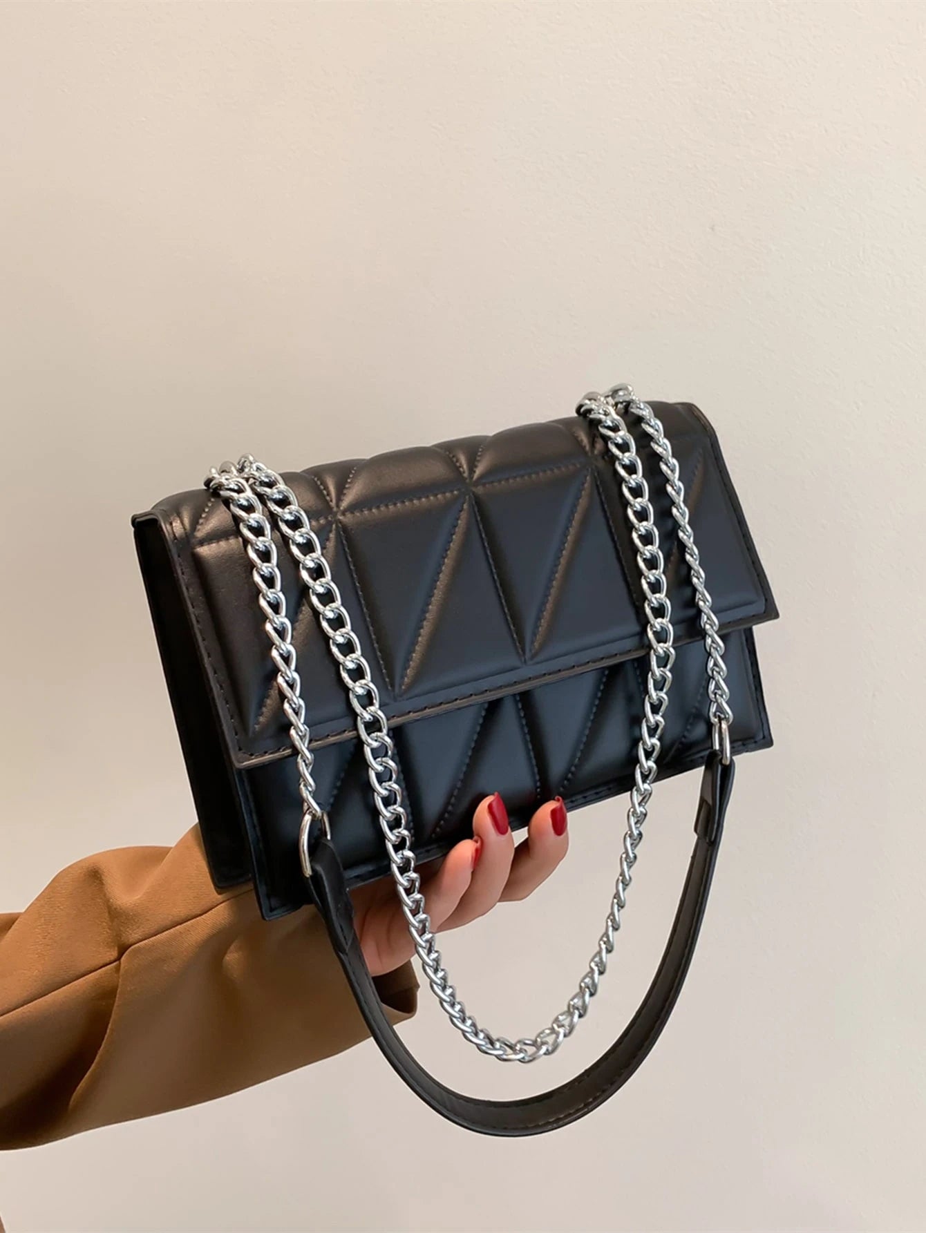 Fashionable Versatile Texture Chain Diagonal Bag