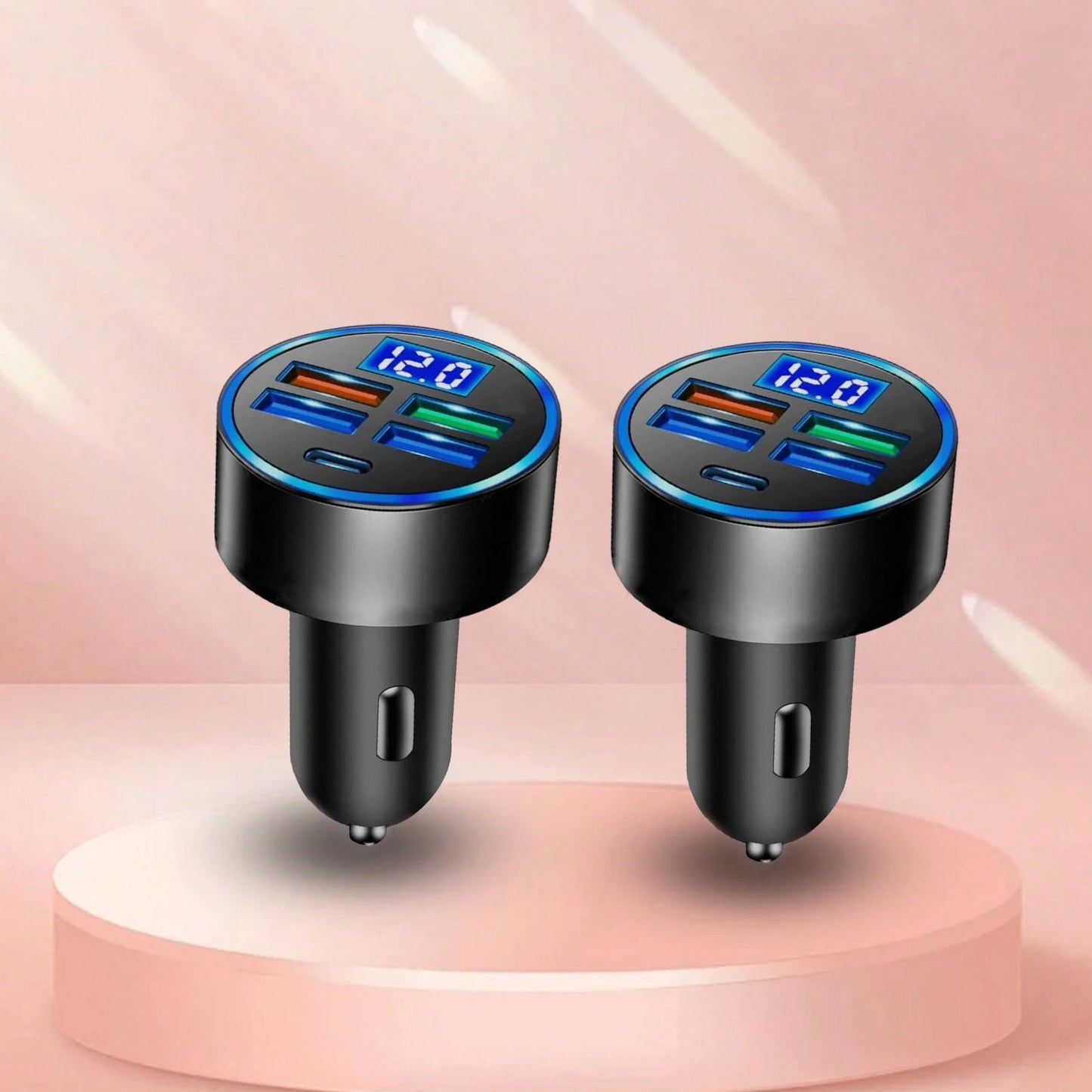 Fast Charging Cell Phones Car Charger 2-Pack Multi-Port (USB-C + USB-A) Car Charger – Charger Compatible With Apple Mobile Devices, Smartphones & Tablets| Compact Vehicle Charger With Overload Protec