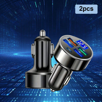 Fast Charging Cell Phones Car Charger 2-Pack Multi-Port (USB-C + USB-A) Car Charger – Charger Compatible With Apple Mobile Devices, Smartphones & Tablets| Compact Vehicle Charger With Overload Protec