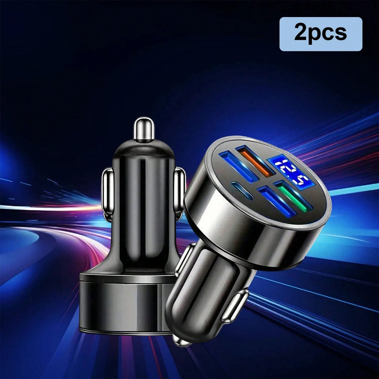 Fast Charging Cell Phones Car Charger 2-Pack Multi-Port (USB-C + USB-A) Car Charger – Charger Compatible With Apple Mobile Devices, Smartphones & Tablets| Compact Vehicle Charger With Overload Protec
