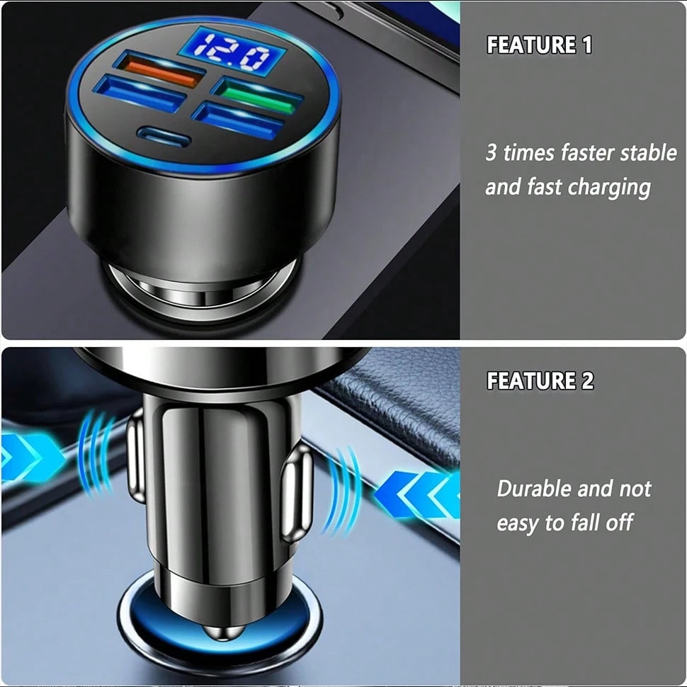 Fast Charging Cell Phones Car Charger 2-Pack Multi-Port (USB-C + USB-A) Car Charger – Charger Compatible With Apple Mobile Devices, Smartphones & Tablets| Compact Vehicle Charger With Overload Protec