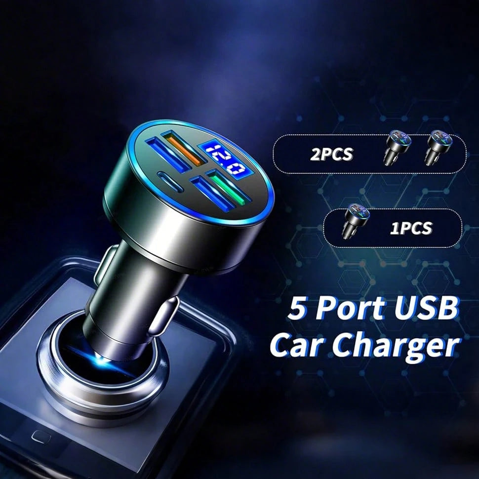 Fast Charging Cell Phones Car Charger 2-Pack Multi-Port (USB-C + USB-A) Car Charger – Charger Compatible With Apple Mobile Devices, Smartphones & Tablets| Compact Vehicle Charger With Overload Protec