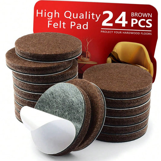 Felt Furniture Pads- 24/48 Pieces- Felt Floor Protectors- Chair Leg Felt Pads- Furniture Foot Felt Pads- Hardwood Floor Furniture Pads- Protect Floors, Reduce Noise (Brown, Beige, Round)