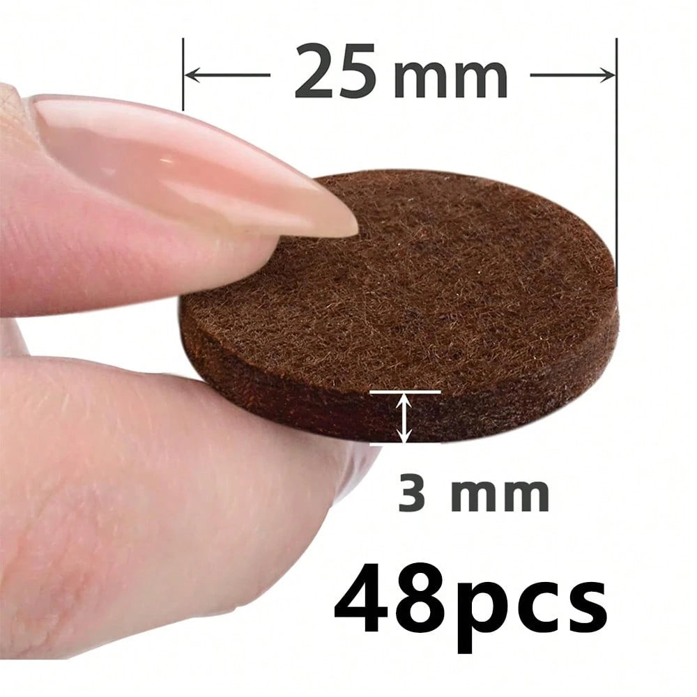 Felt Furniture Pads- 24/48 Pieces- Felt Floor Protectors- Chair Leg Felt Pads- Furniture Foot Felt Pads- Hardwood Floor Furniture Pads- Protect Floors, Reduce Noise (Brown, Beige, Round)