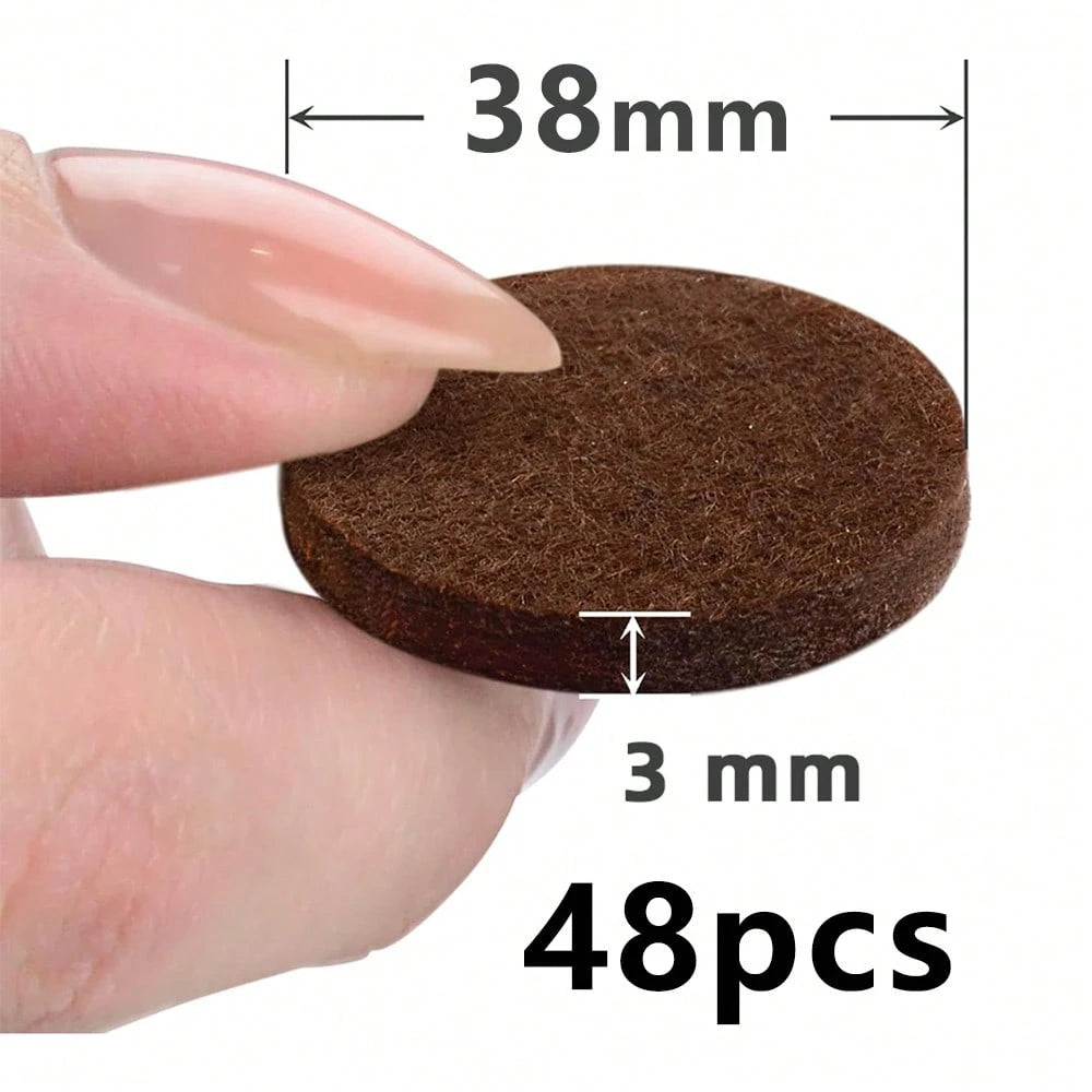 Felt Furniture Pads- 24/48 Pieces- Felt Floor Protectors- Chair Leg Felt Pads- Furniture Foot Felt Pads- Hardwood Floor Furniture Pads- Protect Floors, Reduce Noise (Brown, Beige, Round)