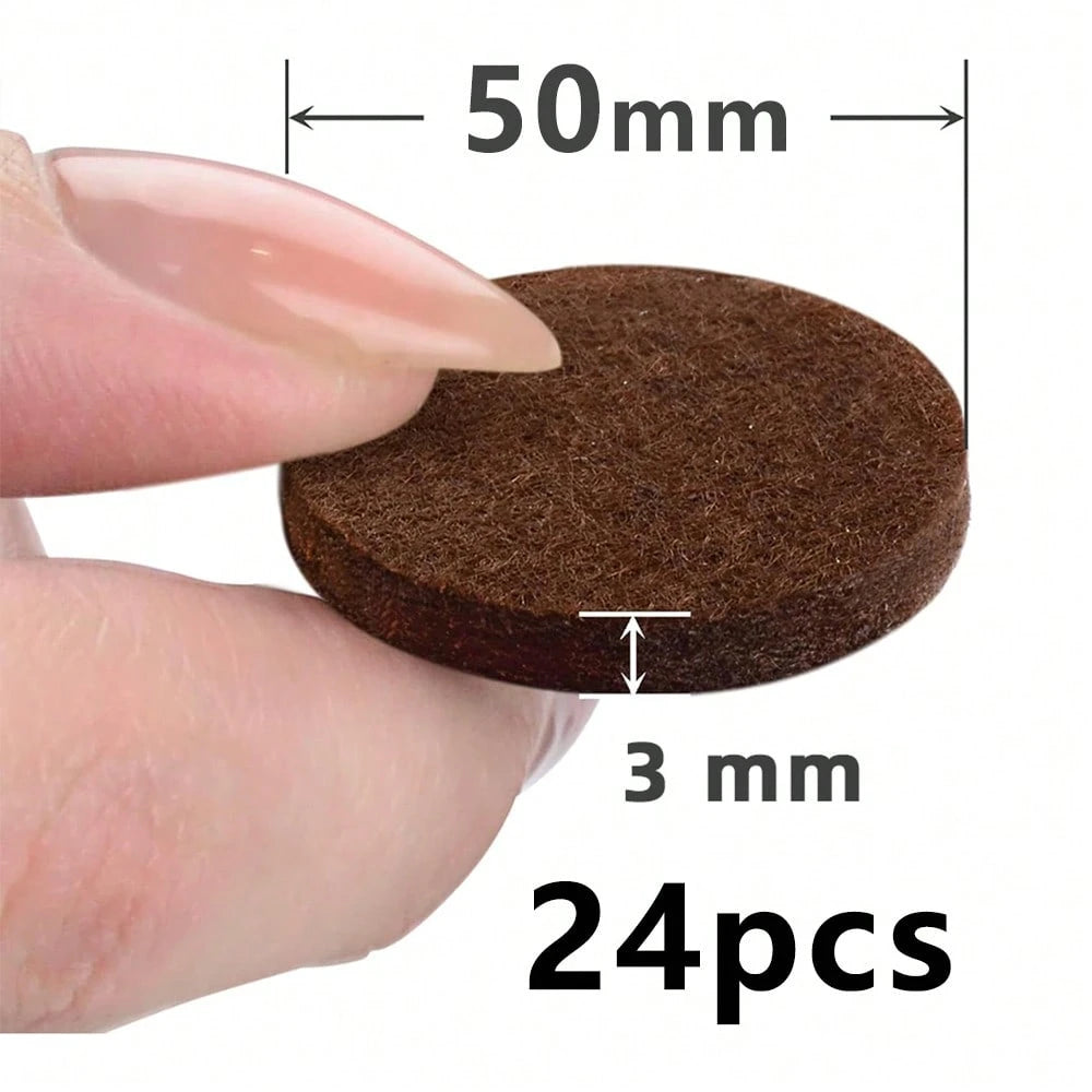 Felt Furniture Pads- 24/48 Pieces- Felt Floor Protectors- Chair Leg Felt Pads- Furniture Foot Felt Pads- Hardwood Floor Furniture Pads- Protect Floors, Reduce Noise (Brown, Beige, Round)