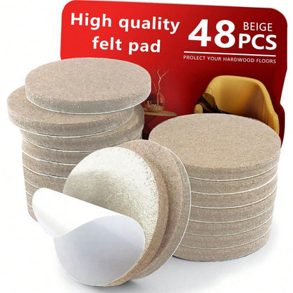 Felt Furniture Pads- 24/48 Pieces- Felt Floor Protectors- Chair Leg Felt Pads- Furniture Foot Felt Pads- Hardwood Floor Furniture Pads- Protect Floors, Reduce Noise (Brown, Beige, Round)