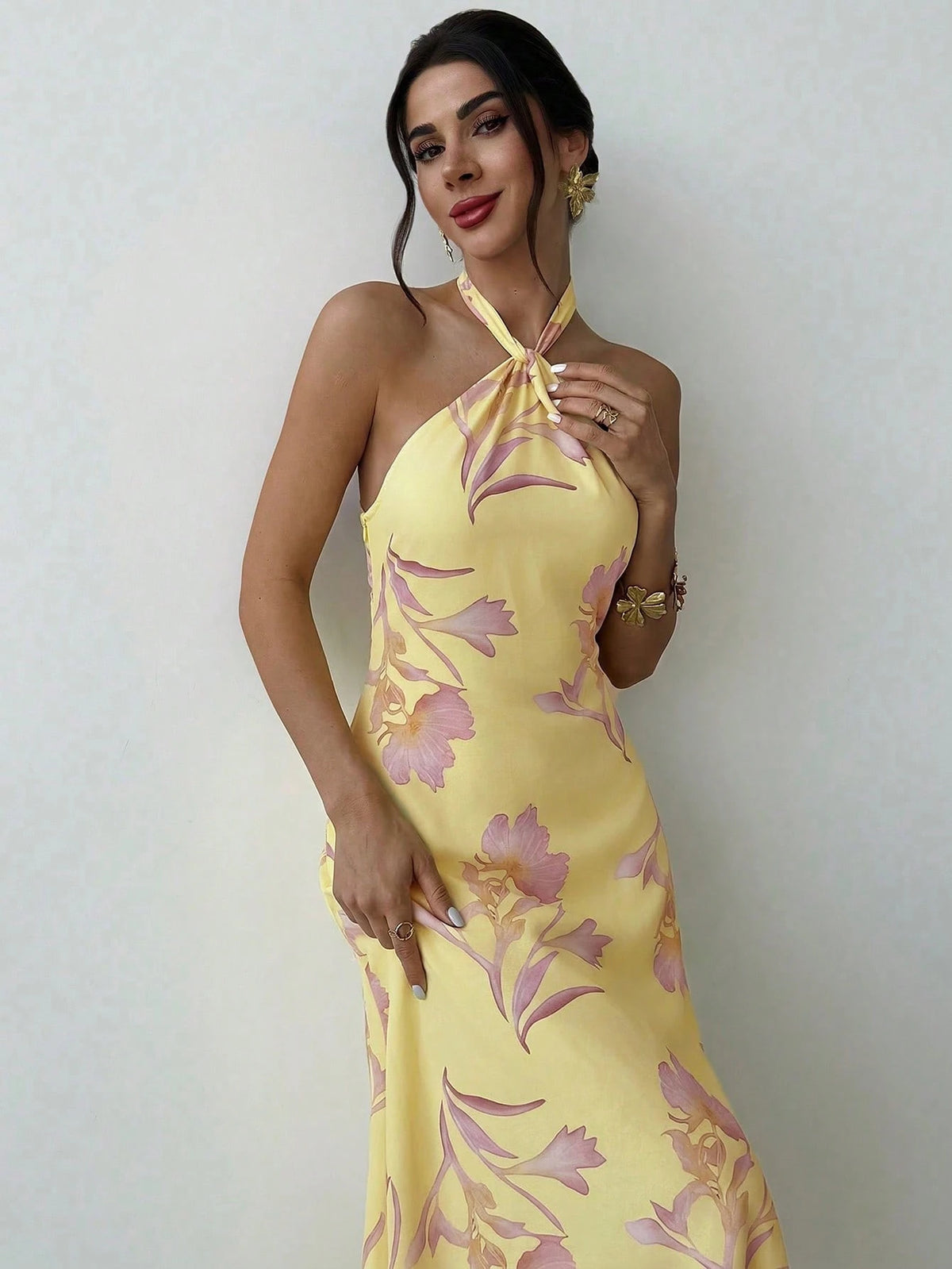 Firerie Women's Elegant Casual Wedding Party Brunch Romantic Date Loose Backless Dress, Pink Yellow,Summer Dresses For Women