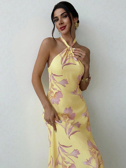 Firerie Women's Elegant Casual Wedding Party Brunch Romantic Date Loose Backless Dress, Pink Yellow,Summer Dresses For Women