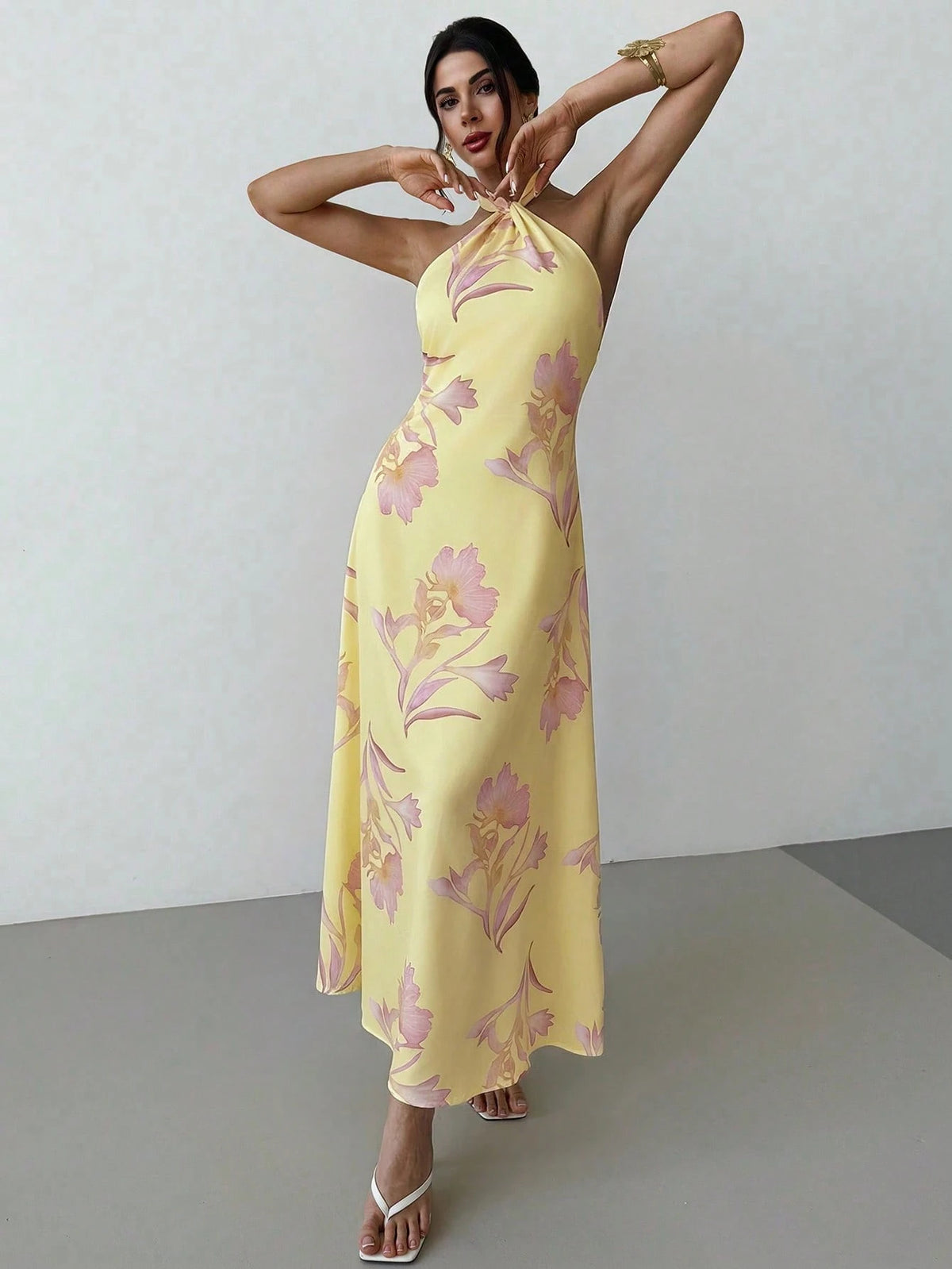 Firerie Women's Elegant Casual Wedding Party Brunch Romantic Date Loose Backless Dress, Pink Yellow,Summer Dresses For Women
