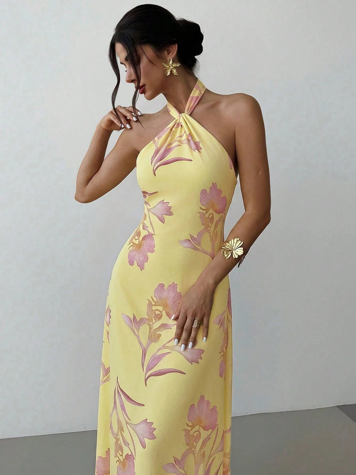 Firerie Women's Elegant Casual Wedding Party Brunch Romantic Date Loose Backless Dress, Pink Yellow,Summer Dresses For Women