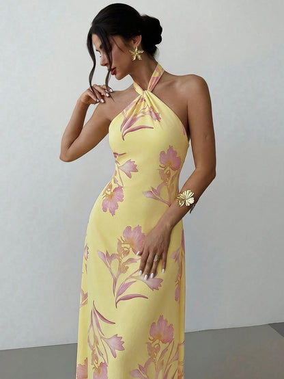 Firerie Women's Elegant Casual Wedding Party Brunch Romantic Date Loose Backless Dress, Pink Yellow,Summer Dresses For Women