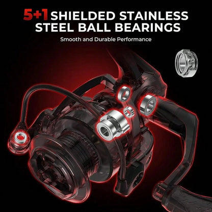 Fishing Reel- A Gear Ratio Rotary Reel That Can Withstand Up To 22 Lbs, Equipped With 5+1/7+1 Ball Bearings, And An Asymmetrical Rotary Reel Rotor Design.