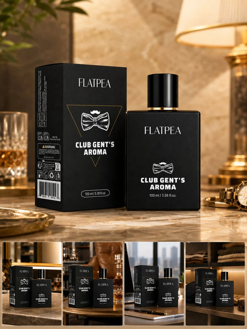 FLATPEA Club Gent's Men's Fragrance Spray 100ml, Luxury Vanilla Woody Fragrance, Long-Lasting Classic Scent, Fine Mist Spray, Elegant Masculine Aroma, Suitable For Neck, Wrists, Body, Shower, Work, Tr