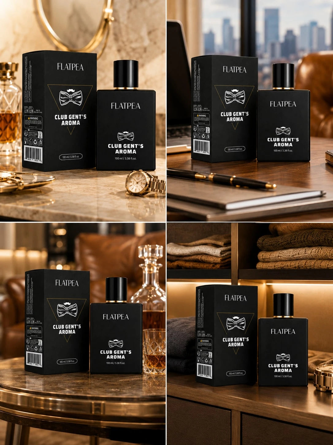 FLATPEA Club Gent's Men's Fragrance Spray 100ml, Luxury Vanilla Woody Fragrance, Long-Lasting Classic Scent, Fine Mist Spray, Elegant Masculine Aroma, Suitable For Neck, Wrists, Body, Shower, Work, Tr