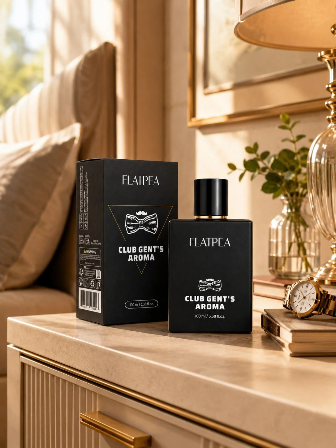 FLATPEA Club Gent's Men's Fragrance Spray 100ml, Luxury Vanilla Woody Fragrance, Long-Lasting Classic Scent, Fine Mist Spray, Elegant Masculine Aroma, Suitable For Neck, Wrists, Body, Shower, Work, Tr