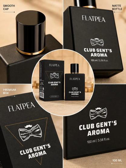 FLATPEA Club Gent's Men's Fragrance Spray 100ml, Luxury Vanilla Woody Fragrance, Long-Lasting Classic Scent, Fine Mist Spray, Elegant Masculine Aroma, Suitable For Neck, Wrists, Body, Shower, Work, Tr