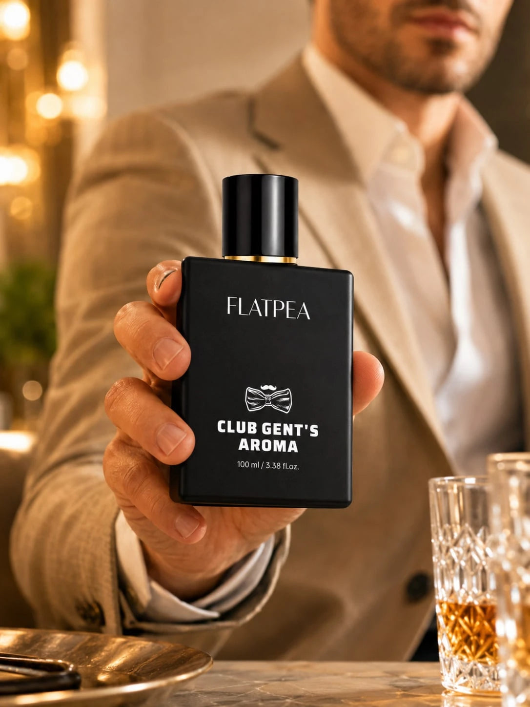 FLATPEA Club Gent's Men's Fragrance Spray 100ml, Luxury Vanilla Woody Fragrance, Long-Lasting Classic Scent, Fine Mist Spray, Elegant Masculine Aroma, Suitable For Neck, Wrists, Body, Shower, Work, Tr