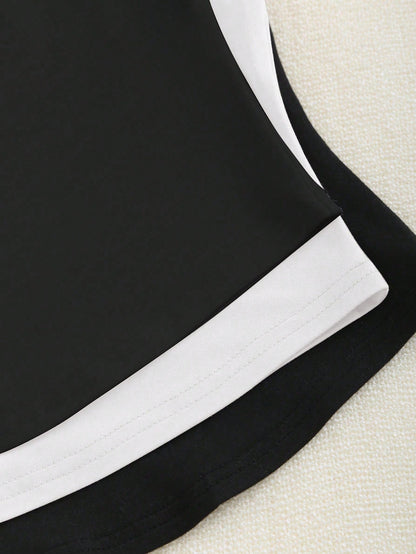 Flirla Spring/Summer Casual Solid Color Stand Collar Sleeveless T-Shirt