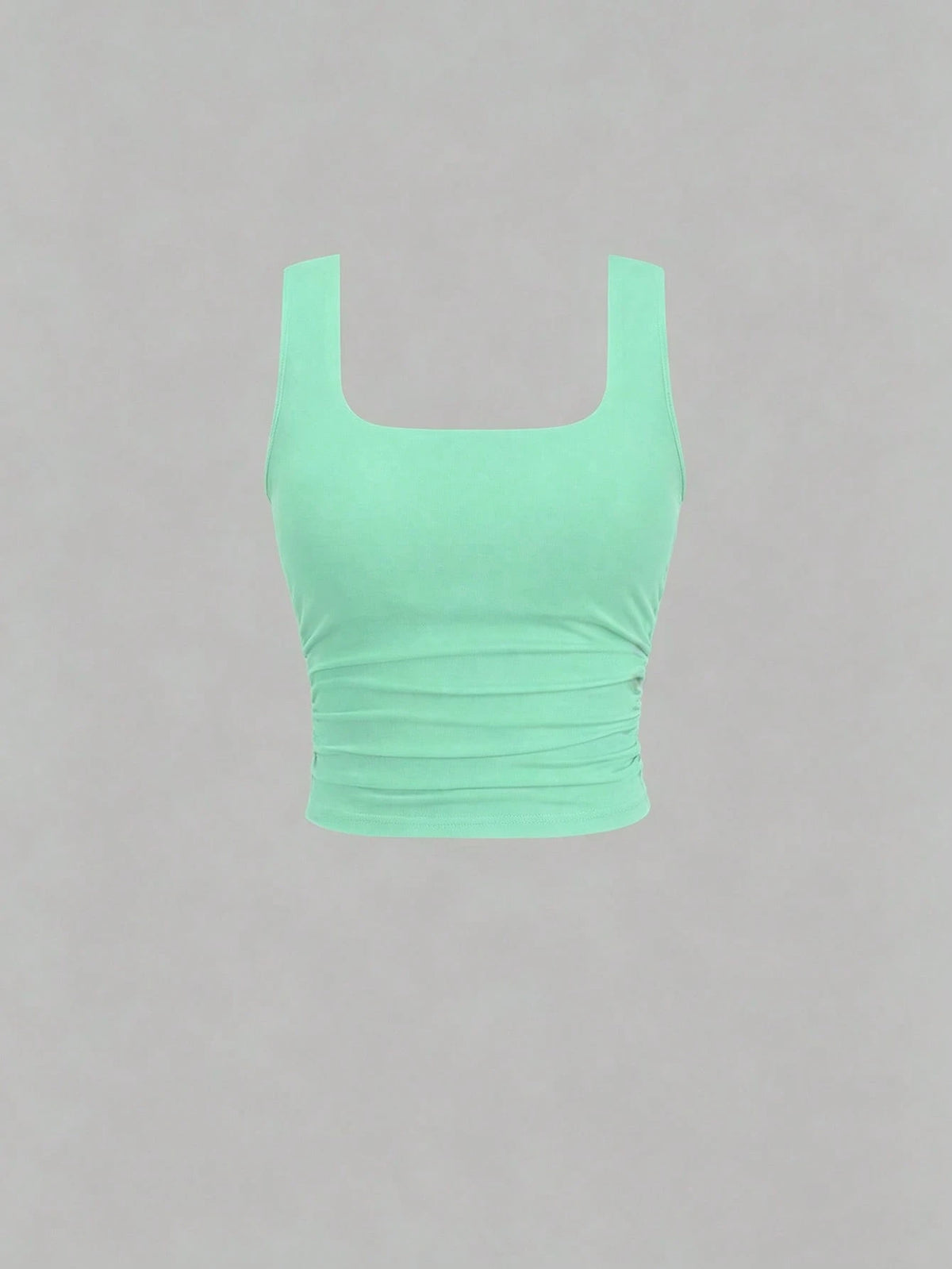 Flirla Women's Casual Solid Color Square Neck Padded Fitted Tank Top, Summer