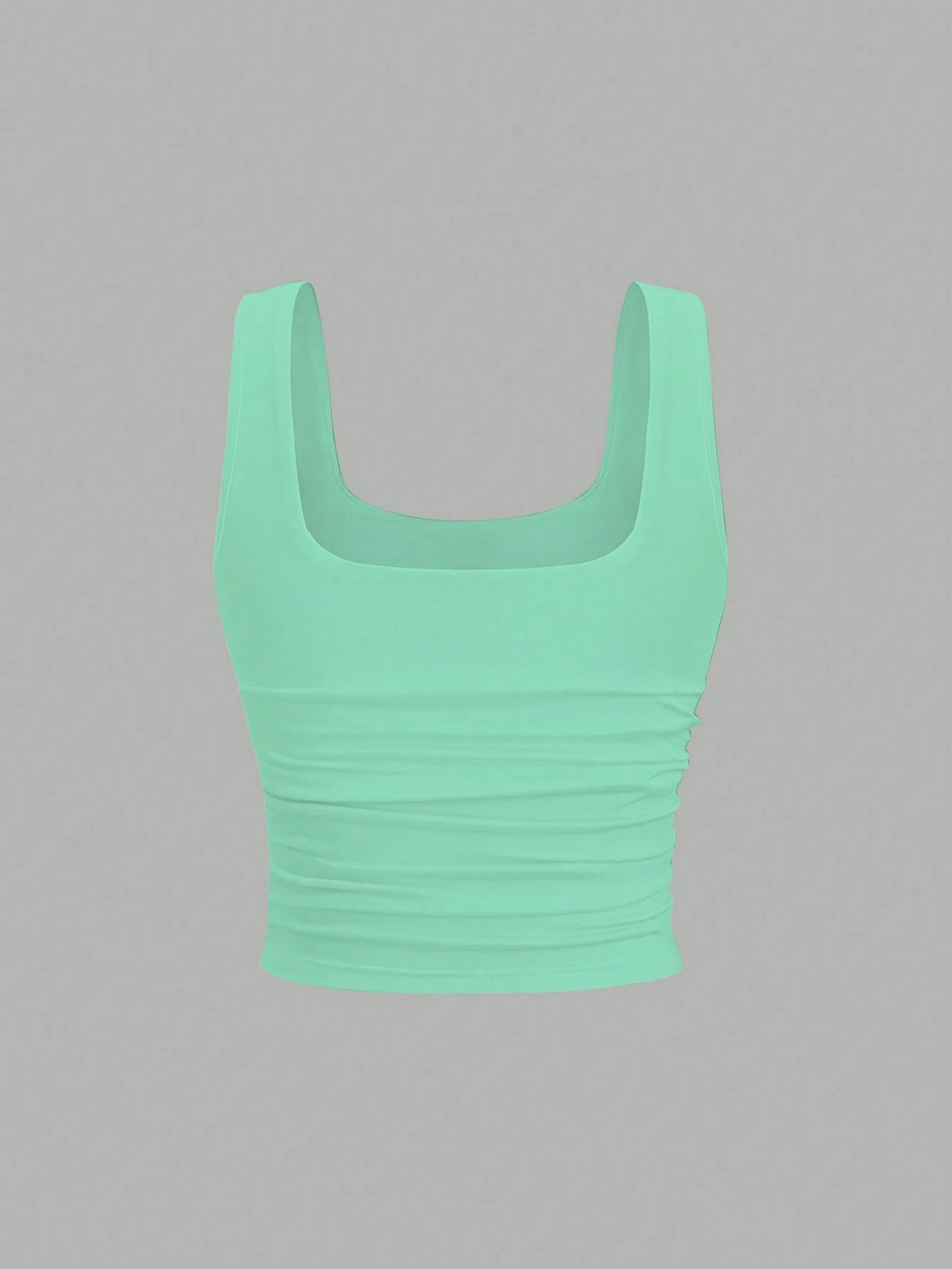 Flirla Women's Casual Solid Color Square Neck Padded Fitted Tank Top, Summer