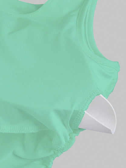Flirla Women's Casual Solid Color Square Neck Padded Fitted Tank Top, Summer