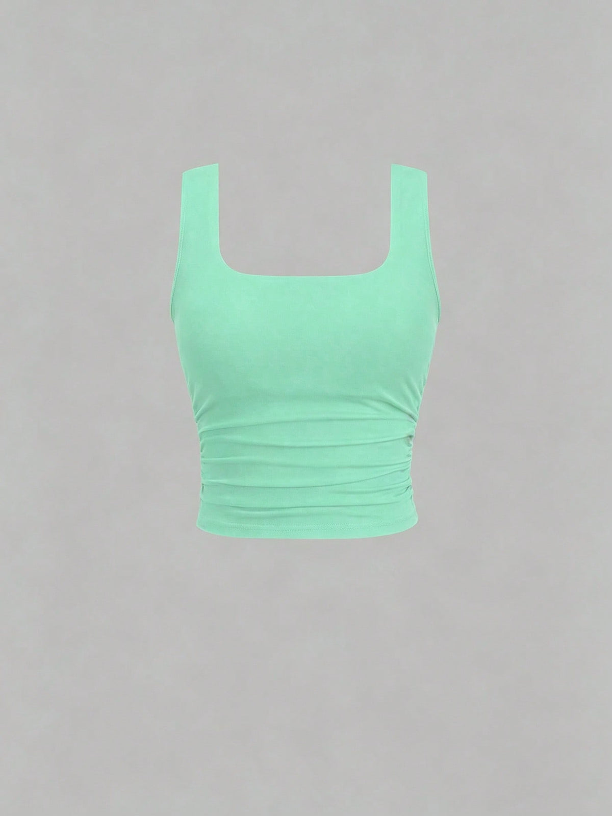 Flirla Women's Casual Solid Color Square Neck Padded Fitted Tank Top, Summer