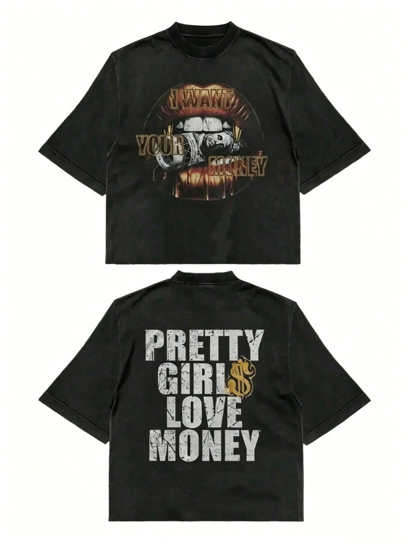 Fly "I Want Your Money" Hip-Hop Flow T-Shirt% Pure Cotton Double-Sided Printed T-Shirt, Suitable For Men And Women,Summer Crop Top, Ideal Gift-L14