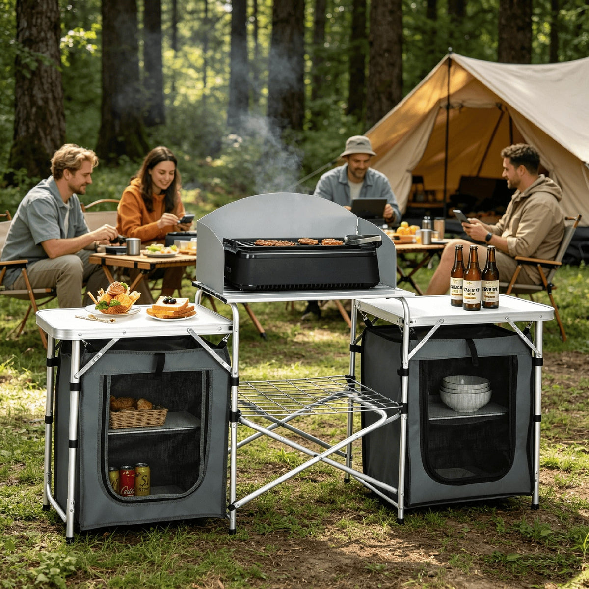 Folding Camping Kitchen Table With Storage