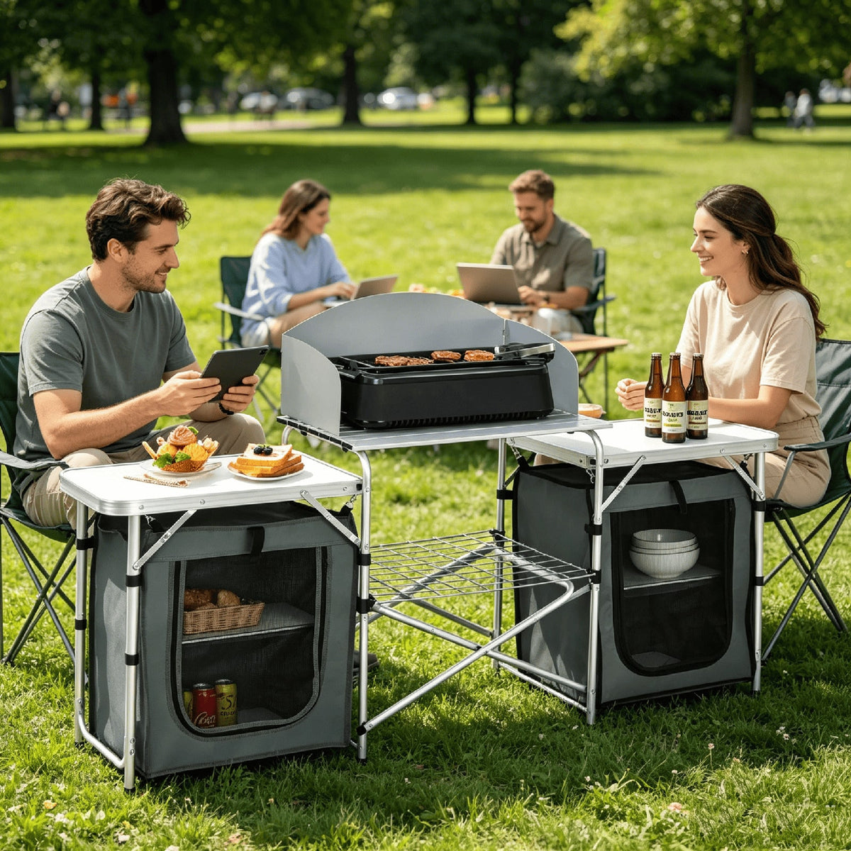 Folding Camping Kitchen Table With Storage