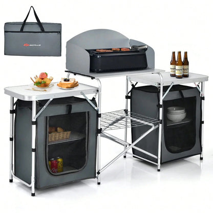 Folding Camping Kitchen Table With Storage