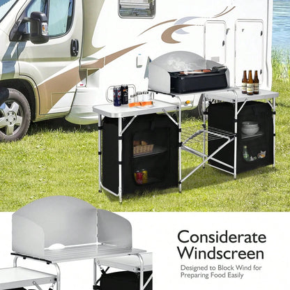 Folding Camping Kitchen Table With Storage