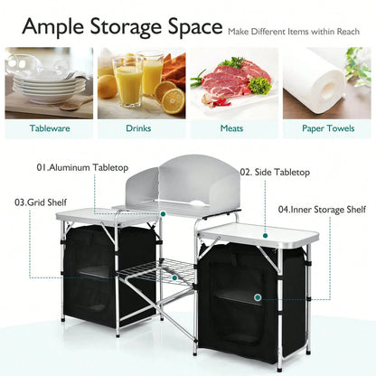 Folding Camping Kitchen Table With Storage