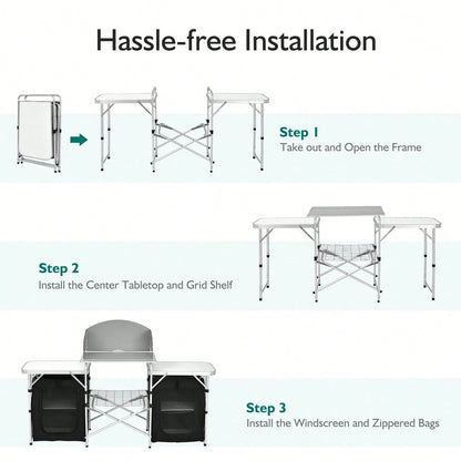Folding Camping Kitchen Table With Storage