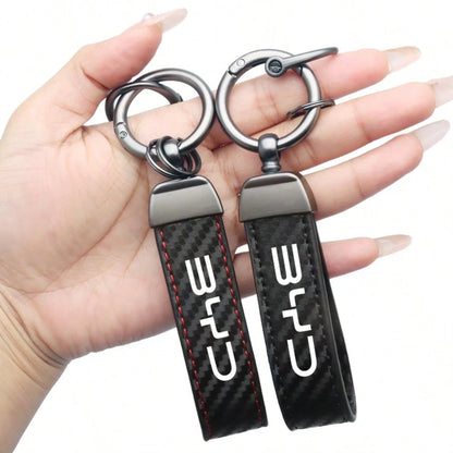 For BYD M6 G3 G5 T3 13 F3 F0 S6 S7 E5 E6 L3 Carbon Fiber Leather Car Key Fob Decoration And Car Keychain With Horseshoe Clasp