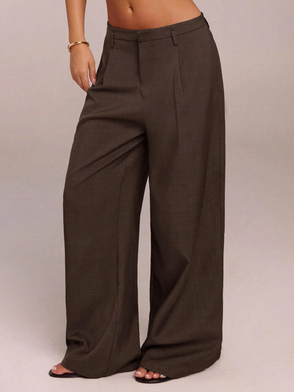 Forever 21 Women Pants Business Casual Women Western Wear Wide Leg Office Baggy Pants Professional Office Wear Grey Brown Pants For Women Work Women Dress Pants Business Casual Pants For Women W