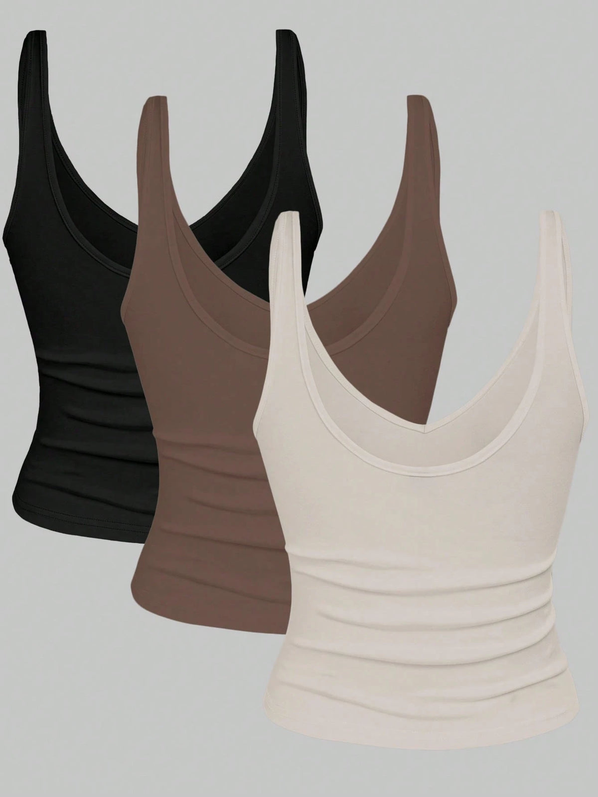 Franclia 2-3 Pcs Set Summer Fitted Short Leopard Print & Solid Color V-Neck Camisole For Women