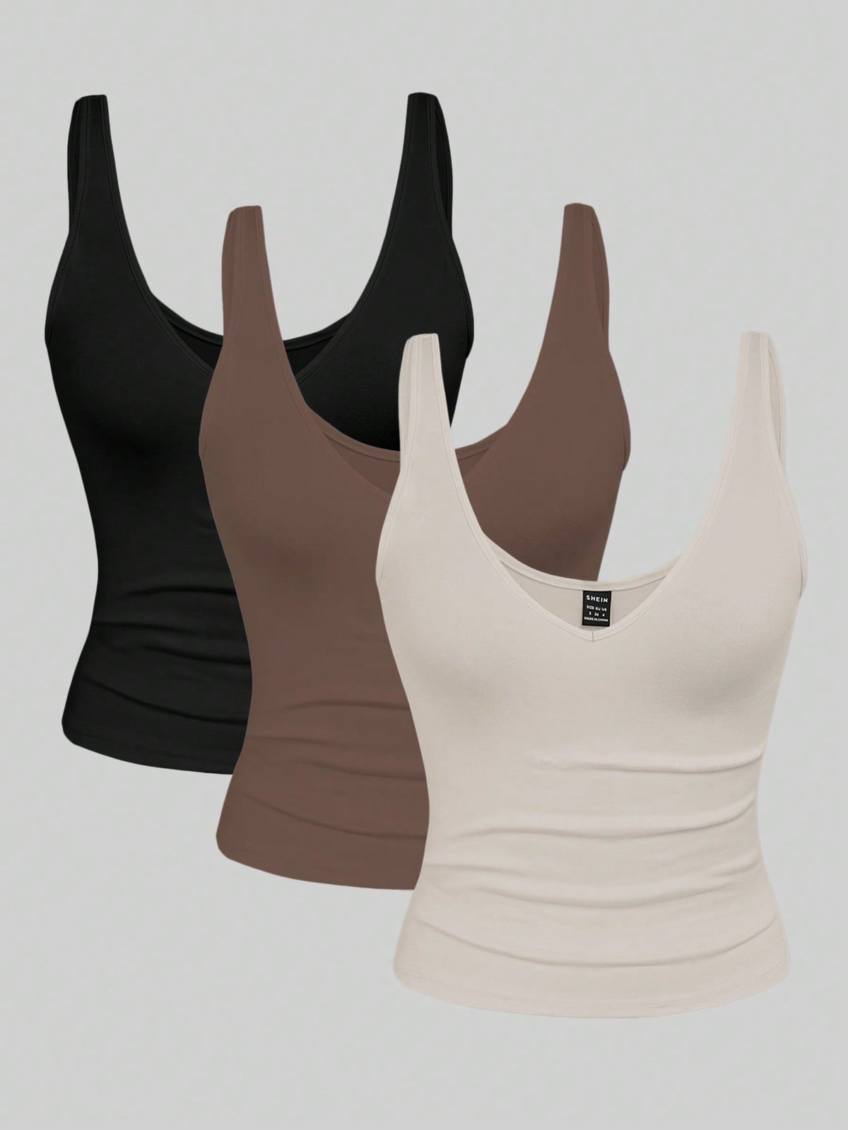 Franclia 2-3 Pcs Set Summer Fitted Short Leopard Print & Solid Color V-Neck Camisole For Women