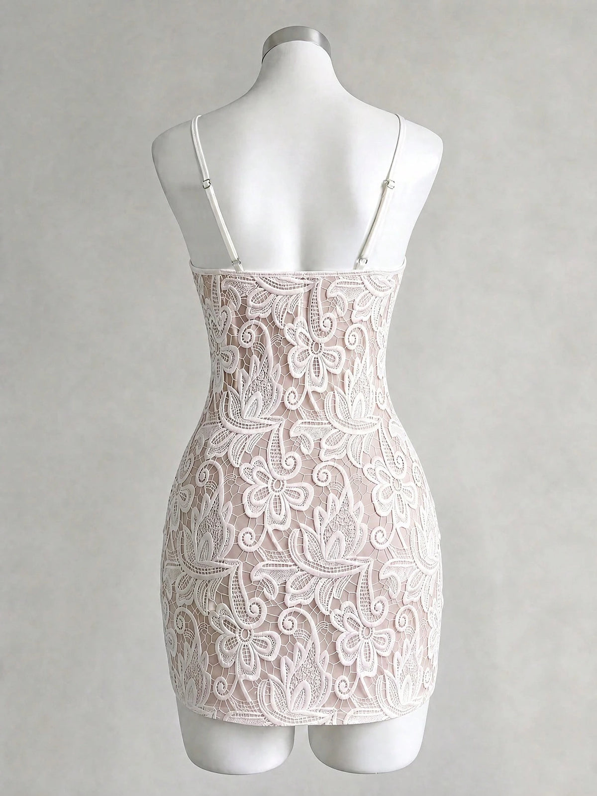 Franclia 2026 Summer New Women's Sleeveless Spaghetti Strap Lace 3D Print Dress, Elegant Elegant Sexy Party Beach Gathering Dress, White Lace Bodycon Mini Dress
