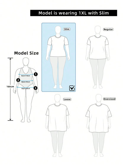 Franclia Elegant Fitted Round Neck Beaded Ribbed Short Sleeve Plus Size T-Shirt For Women
